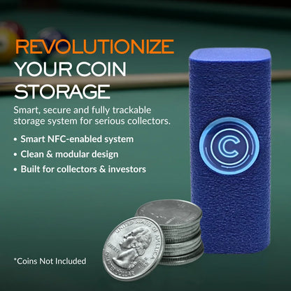 24.5mm Coin Stacker for U.S. and Canadian Quarters, NFC-Enabled Smart coin stacker, Magnetic Twist-Lock Coin Holder, 2 Pack (Light Blue)