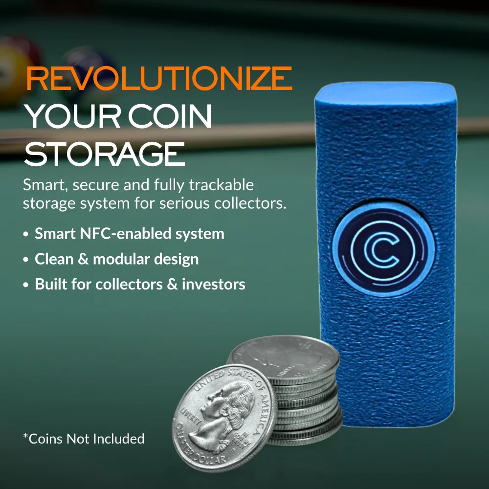 24.5mm Coin Stacker for U.S. and Canadian Quarters, NFC-Enabled Smart coin stacker, Magnetic Twist-Lock Coin Holder, 2 Pack (Light Blue)