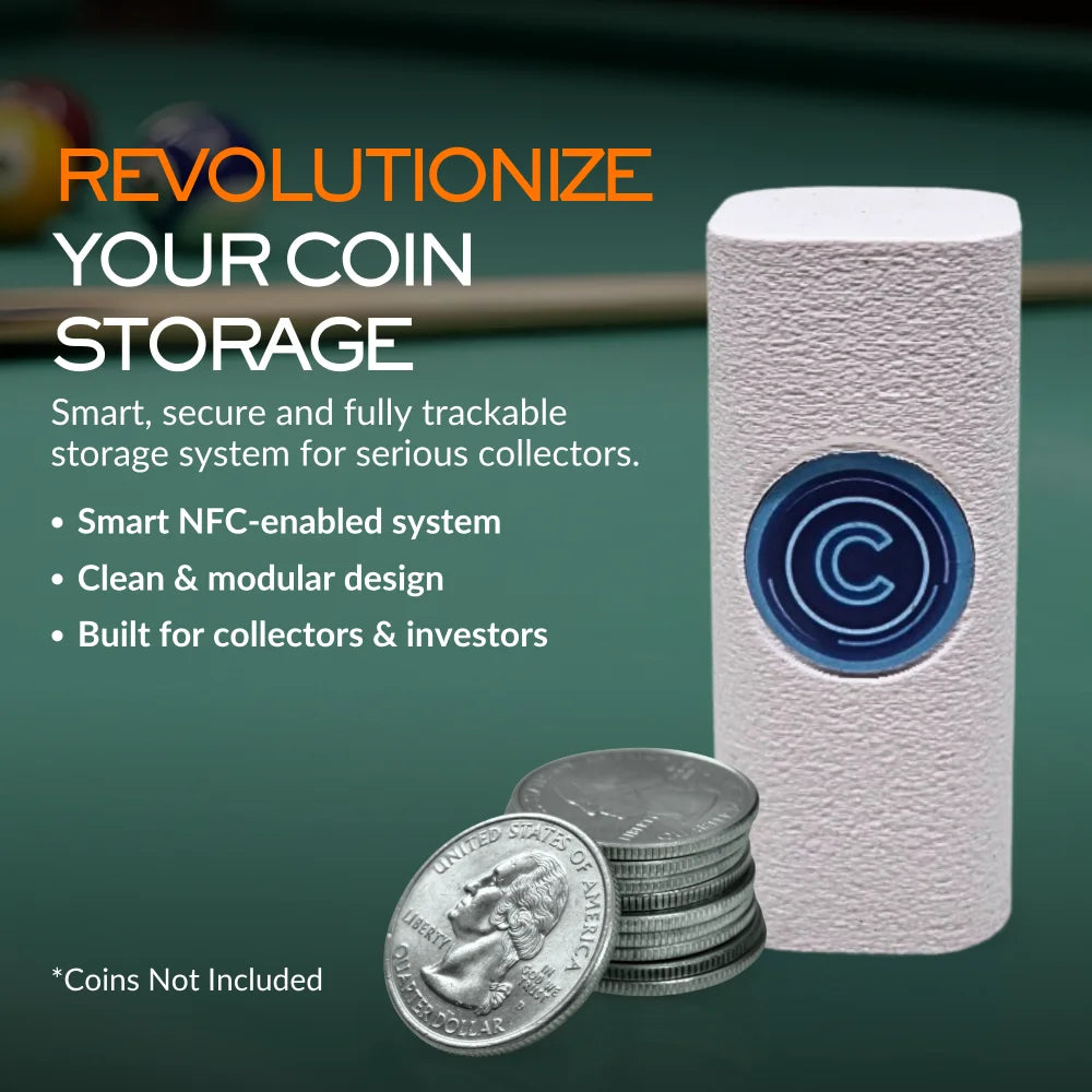 24.5mm Coin Stacker for U.S. and Canadian Quarters, NFC-Enabled Smart coin stacker, Magnetic Twist-Lock Coin Holder, 2 Pack (Light Blue)
