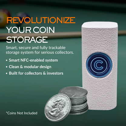 24.5mm Coin Stacker for U.S. and Canadian Quarters, NFC-Enabled Smart coin stacker, Magnetic Twist-Lock Coin Holder, 2 Pack (Light Blue)