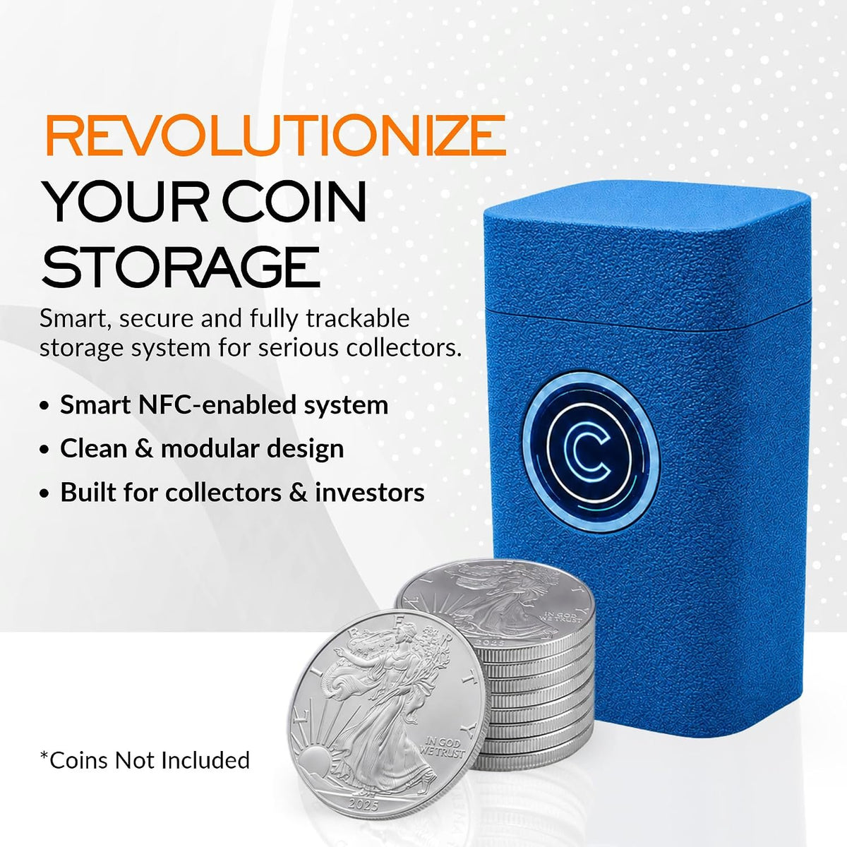 41mm Coin Stacker with NFC Smart Storage Silver Eagles (White)