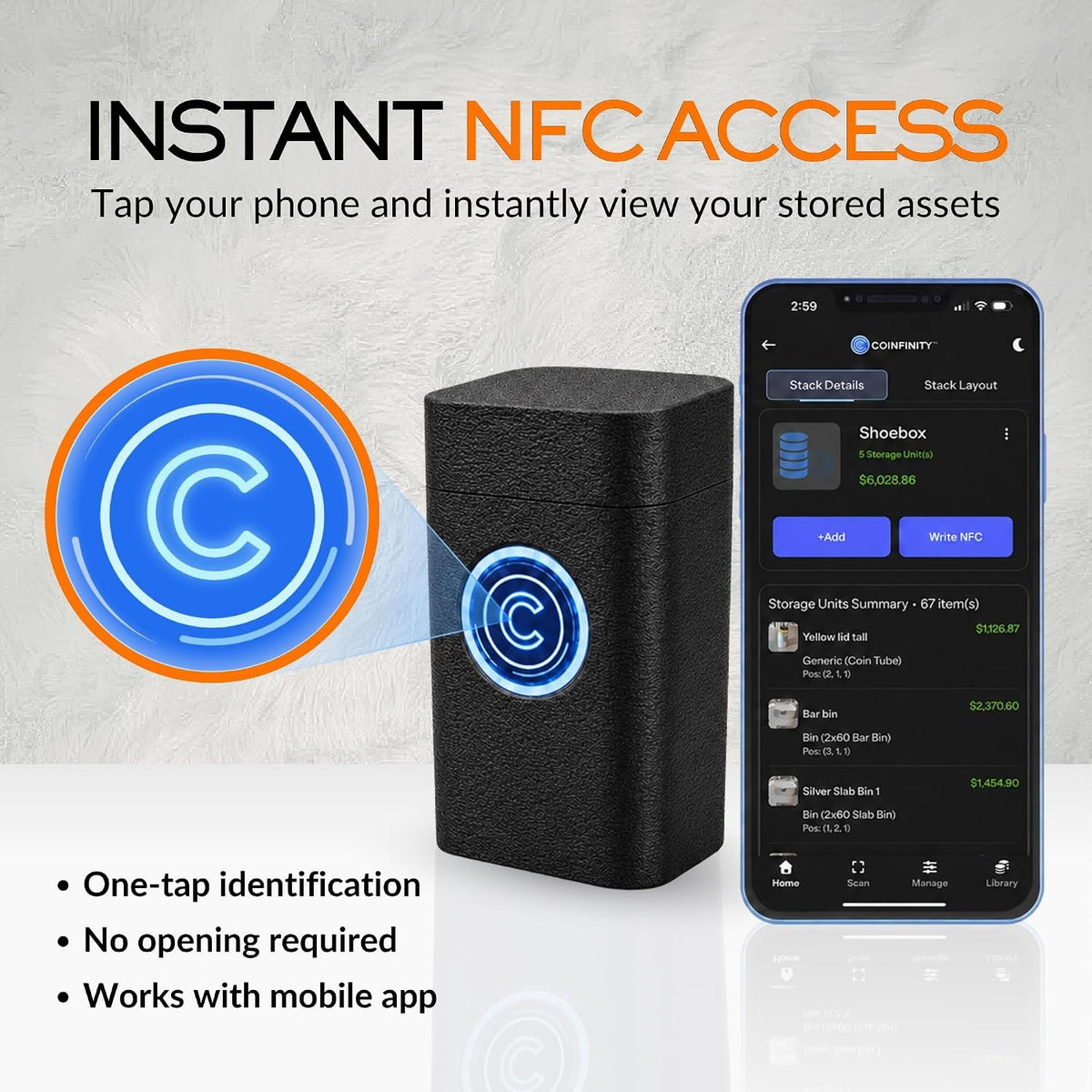 41mm Coin Stacker with NFC Smart Storage Silver Eagles (White)
