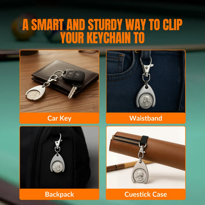 BCB Metal Coin Holder Keychain | Convenient Quarter Holder for Pool & Billiards