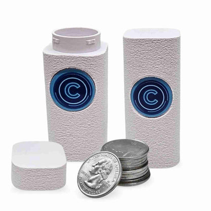 24.5mm Coin Stacker for U.S. and Canadian Quarters, NFC-Enabled Smart coin stacker, Magnetic Twist-Lock Coin Holder, 2 Pack (Light Blue)